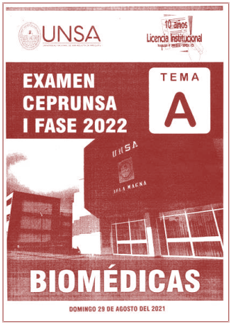 Examen de CEPRUNSA I FASE 2022, Área de biomédicas