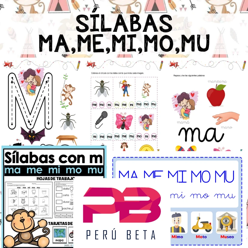Fichas para Sílabas Ma Me Mi Mo Mu Material Perú Beta